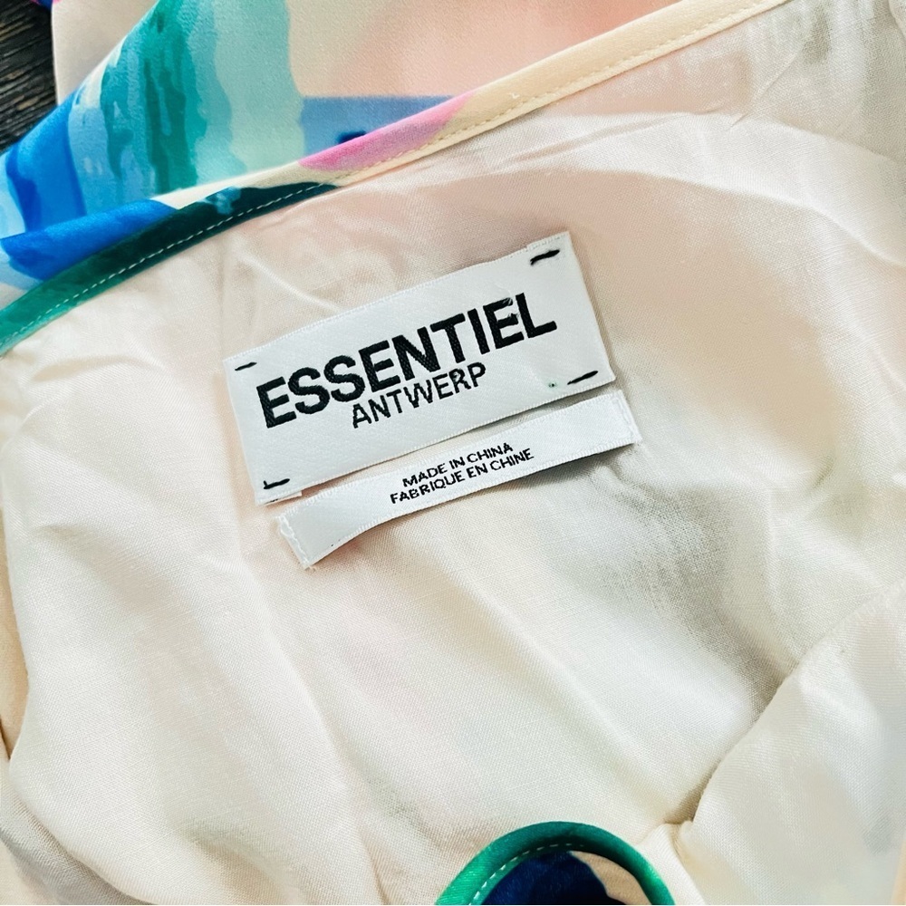 Essentiel Antwerp Colorful Abstract Maxi Dress Strappy Vacation Statement - Picture 6 of 7